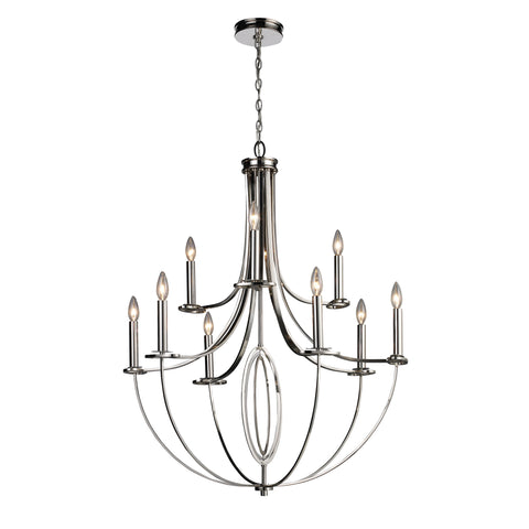 Dione 6+3-Light Polished Nickel Light Vintage Fixture Ceiling Chandelier