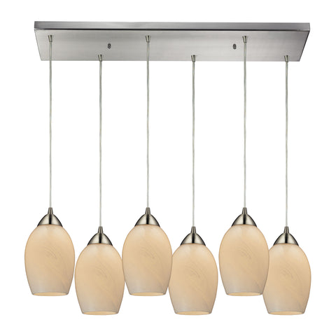 Favela 6- Light Satin Nickel Light Glass Vintage Fixture Ceiling Mini Pendant