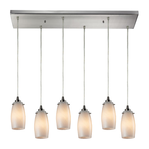 Favelita 6- Light Satin Nickel Light Glass Vintage Fixture Ceiling Mini Pendant