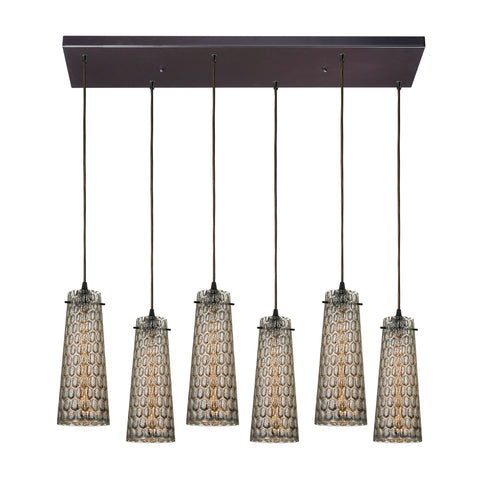 Jerard 6 Light Oil Rubbed Bronze Glass Vintage Fixture Ceiling Mini Pendant