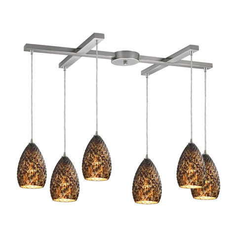 Geval 6 Light P Light Glass Satin Nickel Vintage Fixture Ceiling Pendant