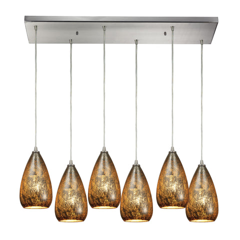 Karma 6 Light P Light Glass Satin Nickel Vintage Fixture Ceiling Mini Pendant