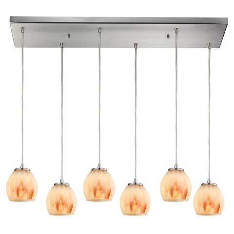 Melony 6 Light Glass Satin Nickel Vintage Fixture Ceiling Mini Pendant