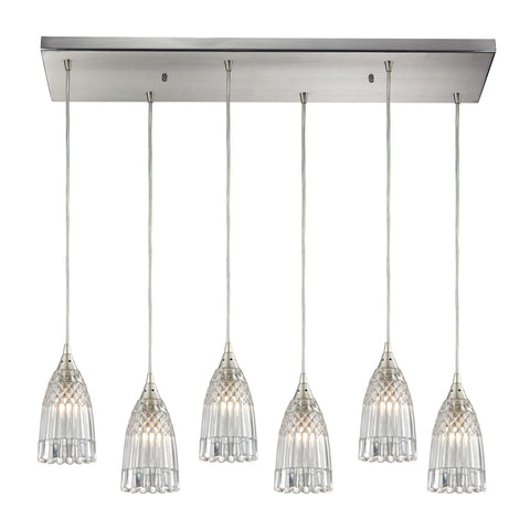 Kersey 6 Light Glass Satin Nickel Vintage Fixture Ceiling Mini Pendant