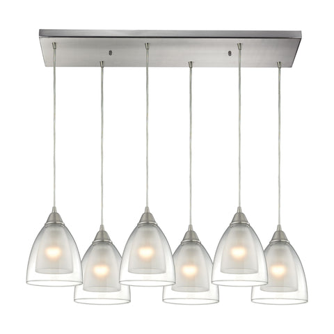 Layers 6 Light Glass Satin Nickel Vintage Fixture Ceiling Mini Pendant