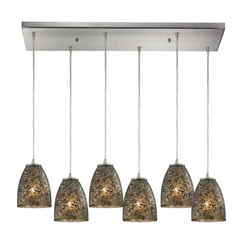 Fissure 6 Satin Nickel Light Glass Vintage Fixture Ceiling Mini Pendant