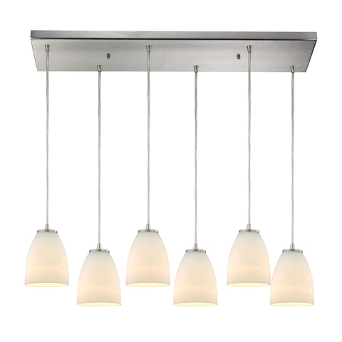 Sandstorm 6 Lig Light Glass Satin Nickel Vintage Fixture Ceiling Mini Pendant