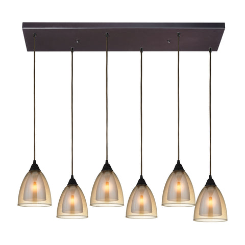 Layers 6 Light Glass Oil Rubbed Bronze Vintage Fixture Ceiling Mini Pendant