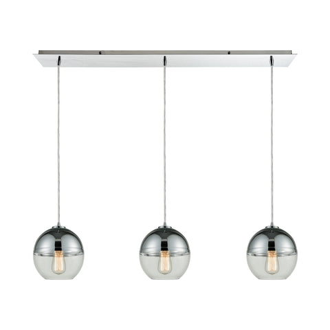 Revelo 3 Polished Chrome Light Glass Vintage Fixture Ceiling Pendant