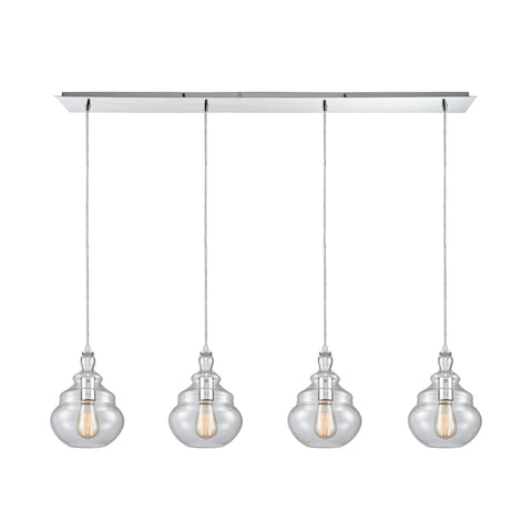 Tabor 4 Polished Chrome Light Glass Vintage Fixture Ceiling Pendant