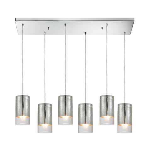 Tallula 6 Polished Chrome Light Glass Vintage Fixture Ceiling Pendant