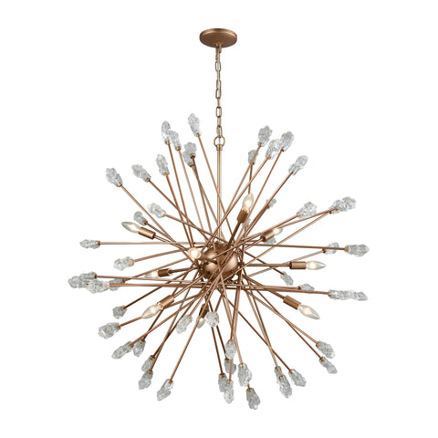 Serendipity 9-Light Matte Gold with Clear Bubble Glass Light Vintage Chandelier