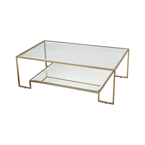 Scotch Mist Gold Leaf Clear Glass Mirror Vintage Coffee Table