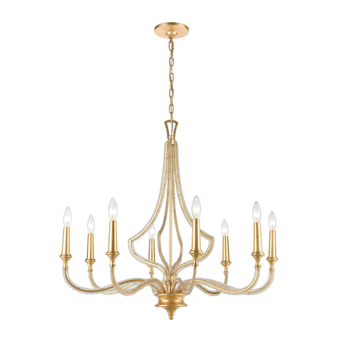 La Rochelle 8-Light Parisian Gold Leaf Light Vintage Fixture Ceiling Chandelier