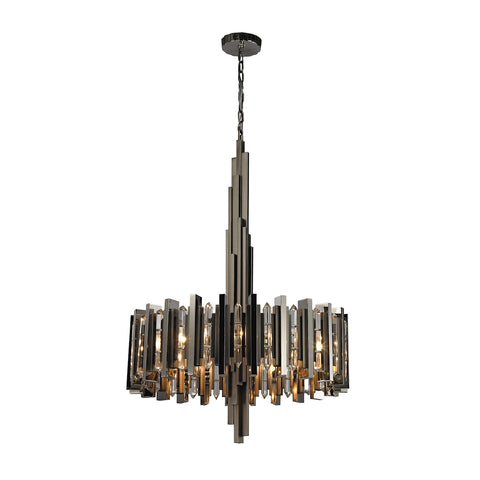 Industrialist 8 Light In Polished Nickel Matte Black Light Ceiling Chandelier