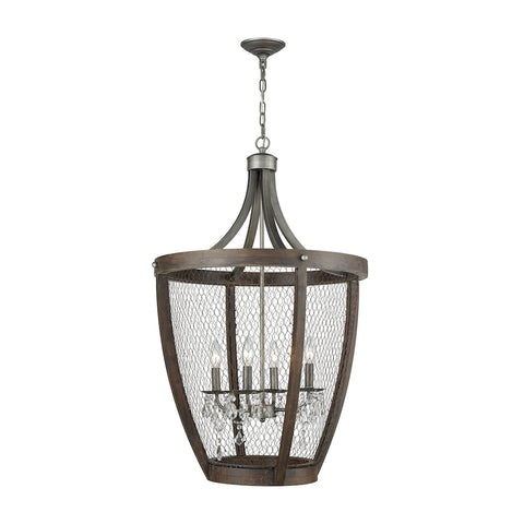 Renaissance Invention Long Basket Pendant Weathered Zinc Light Chandelier