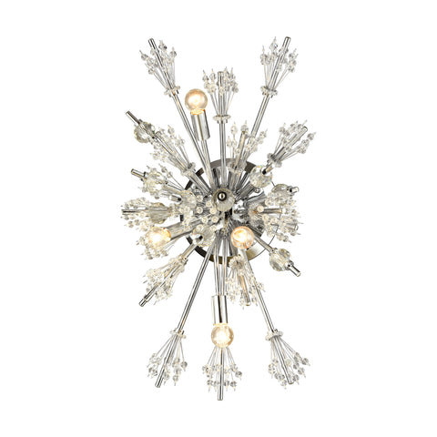 Starburst 4 Light Wall Polished Chrome Vintage Light Fixture Sconce