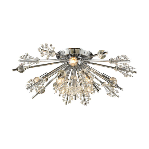 Starburst 8 Light Polished Chrome Light Fixture Ceiling Vintage Semi Flush Mount