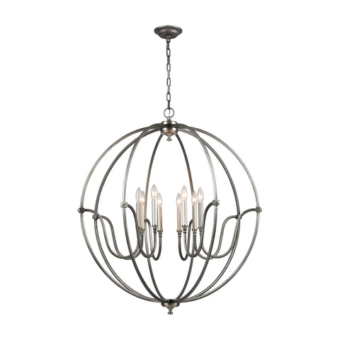 Stanton 8-Light Weathered Zinc with Brushed Nickel Accents Light Chandelier