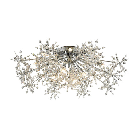 Snowburst 13 Light Polished Chrome Light Fixture Vintage Semi Flush Mount