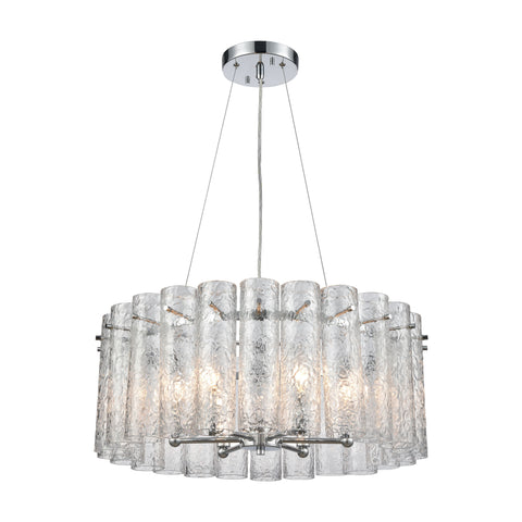 Glass Symphony 6 Polished Chrome Light Glass Vintage Fixture Ceiling Pendant