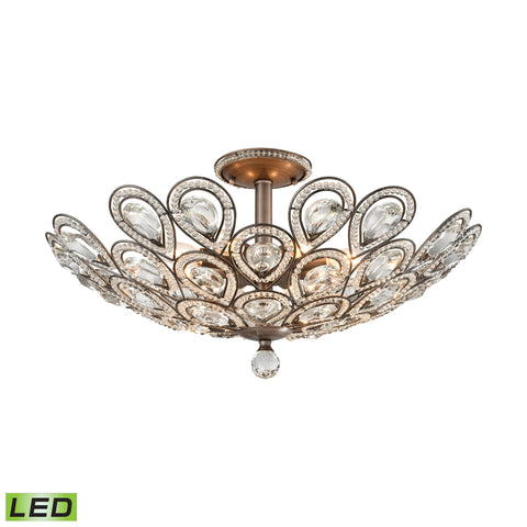 Evolve 8 Light LED Weathered Zinc Light Fixture Ceiling Vintage Semi Flush Mount