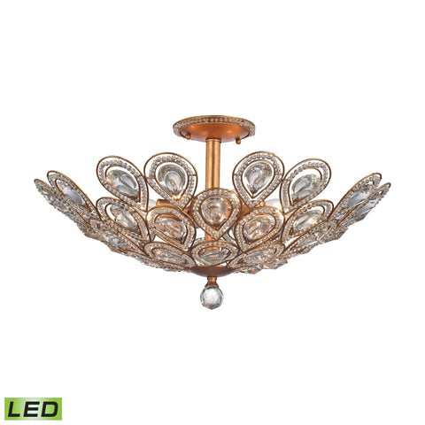 Evolve 8 Light LED Matte Gold Light Fixture Ceiling Vintage Semi Flush Mount