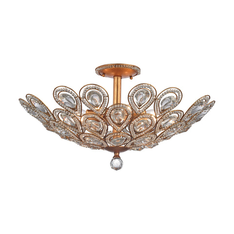 Evolve 8 Light Matte Gold Light Fixture Ceiling Deco Vintage Semi Flush Mount