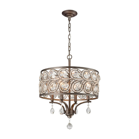 Evolve 4-Light Weathered Zinc Light Vintage Fixture Ceiling Chandelier