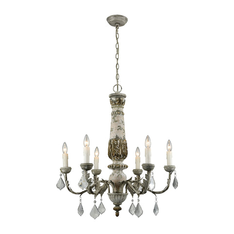 Genevieve Aged Cream Iron Light Vintage Fixture Ceiling Chandelier