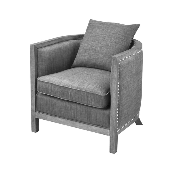 Cupertino Club Reclaimed Grey Wood Grey Chenille Modern Lounge Dining Chair