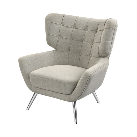 Determinative In Grey Linen And Silver Modern Lounge Dining Chair