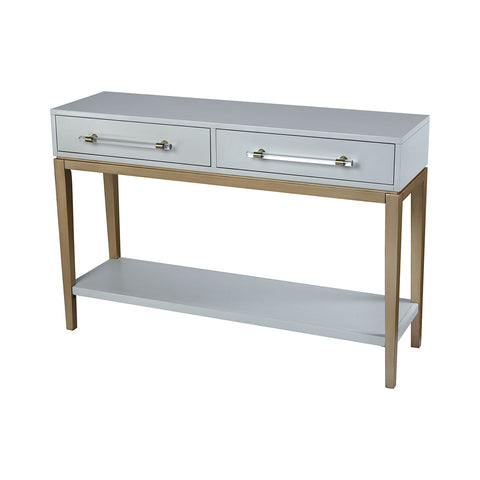 Girl Friday Light Grey Gold Clear Acrylic Hardware Carved Console Table Desk