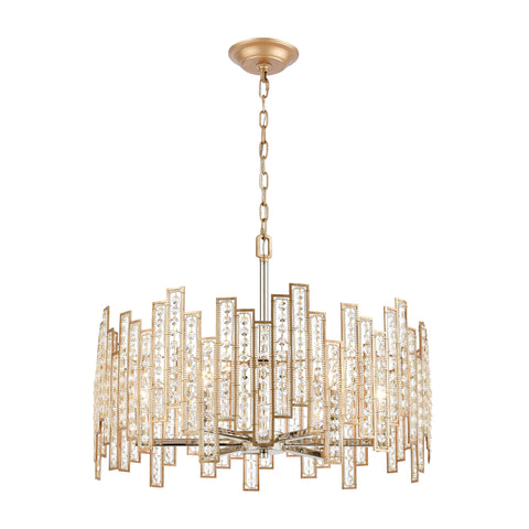 Equilibrium 6-Light Matte Gold with Clear Crystal Glass Vintage Fixture Pendant