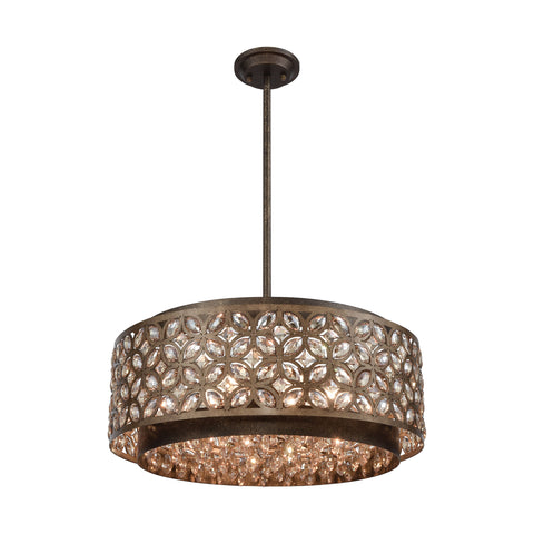 Rosslyn 6 Mocha/Deep Bronze Light Glass Vintage Fixture Ceiling Pendant