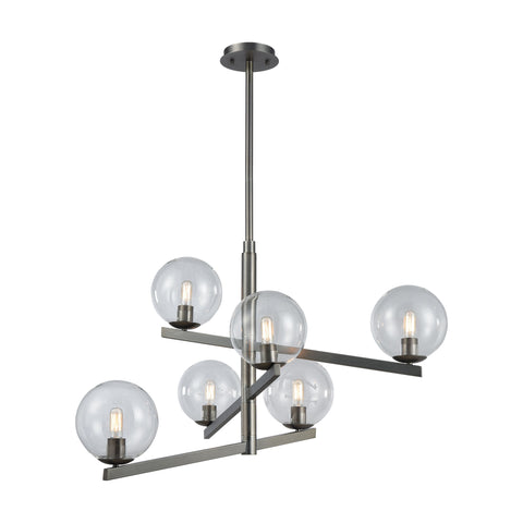 Globes of Light 6-Light Brushed Black Nickel Light Vintage Fixture Chandelier