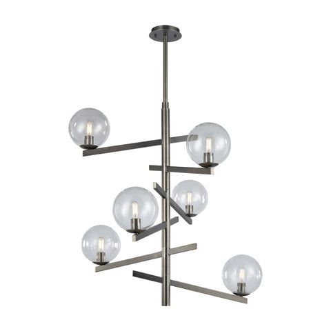 Globes of Light 6-Light Brushed Black Nickel Light Vintage Fixture Chandelier