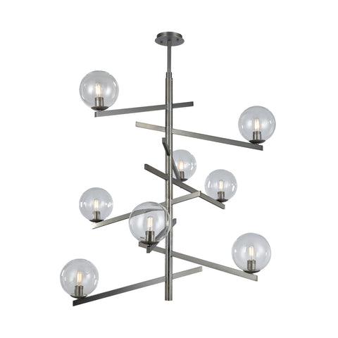 Globes of Light 8-Light Brushed Black Nickel Light Vintage Fixture Chandelier