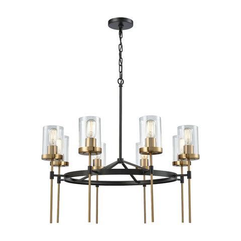 North Haven 8-Light Oil Rubbed Bronze Satin Brass Accents Glass Light Chandelier