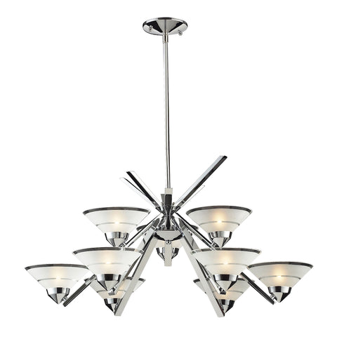 Refraction 6+3-Light Polished Chrome with Satin Glass Light Vintage Chandelier