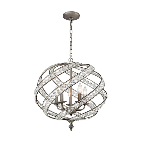 Renaissance 5-Light Weathered Zinc Light Vintage Fixture Ceiling Chandelier