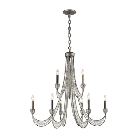 Renaissance 9-Light Weathered Zinc Light Vintage Fixture Ceiling Chandelier