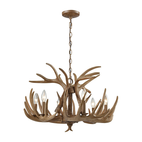 Elk 6-Light Wood Brown Light Vintage Fixture Ceiling Chandelier