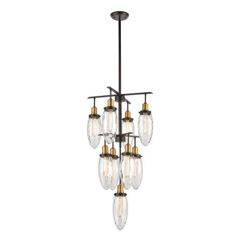 Shinzu 9-Light Oil Rubbed Bronze with Clear Water Glass Light Vintage Chandelier