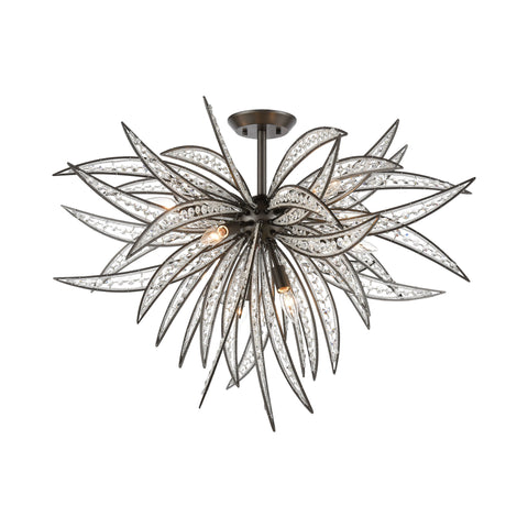 Naples 8-Light Dark Graphite with Clear Crystal Light Vintage Semi Flush Mount