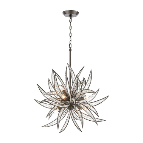 Naples 8-Light Dark Graphite with Clear Crystal Glass Vintage Fixture Pendant