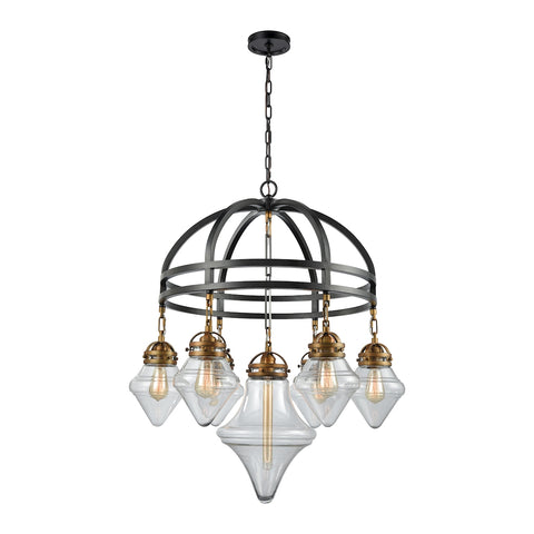 Gramercy 7-Light Oil Rubbed Bronze Classic Brass Glass Light Chandelier