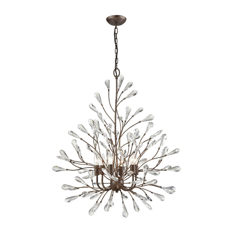 Crislett 6-Light Sunglow Bronze with Clear Crystal Light Vintage Chandelier