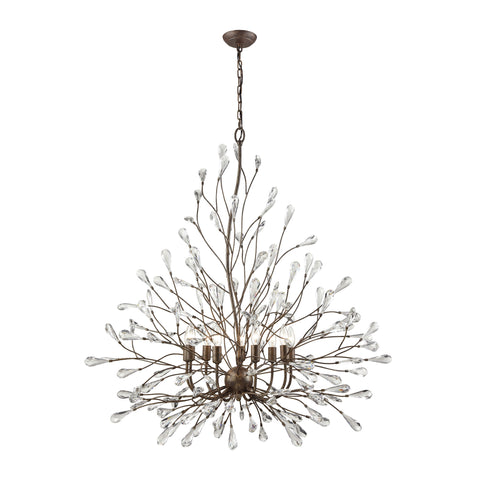 Crislett 9-Light Sunglow Bronze with Clear Crystal Light Vintage Chandelier