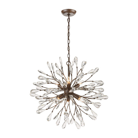 Crislett 6-Light Sunglow Bronze with Clear Crystal Light Vintage Chandelier